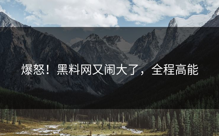 爆怒！黑料网又闹大了，全程高能