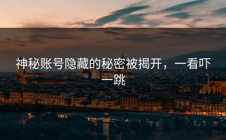 神秘账号隐藏的秘密被揭开，一看吓一跳