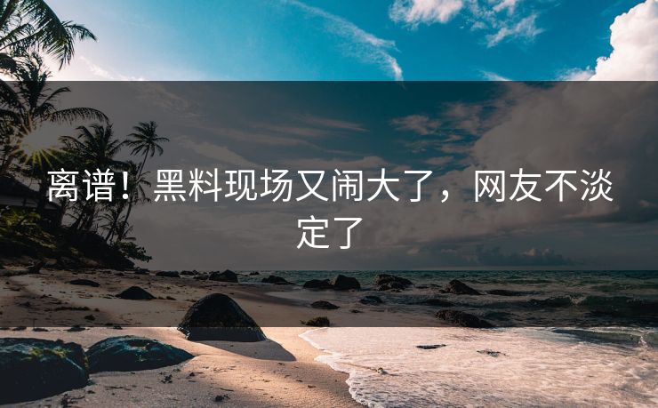 离谱！黑料现场又闹大了，网友不淡定了