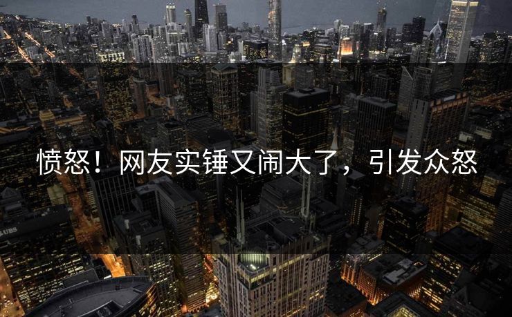 愤怒！网友实锤又闹大了，引发众怒