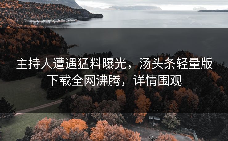 主持人遭遇猛料曝光，汤头条轻量版下载全网沸腾，详情围观