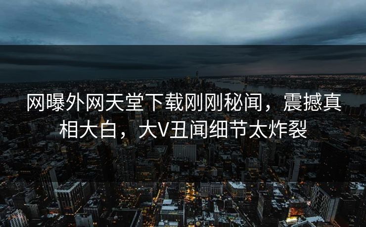 网曝外网天堂下载刚刚秘闻，震撼真相大白，大V丑闻细节太炸裂