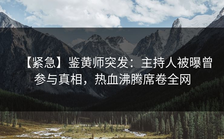 【紧急】鉴黄师突发：主持人被曝曾参与真相，热血沸腾席卷全网