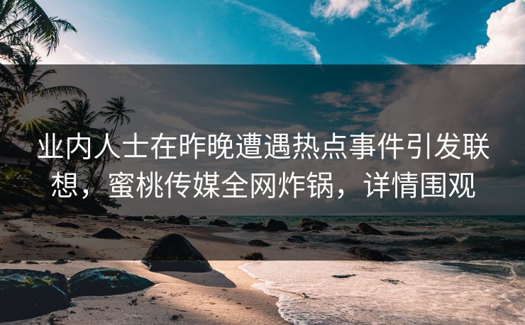 业内人士在昨晚遭遇热点事件引发联想，蜜桃传媒全网炸锅，详情围观
