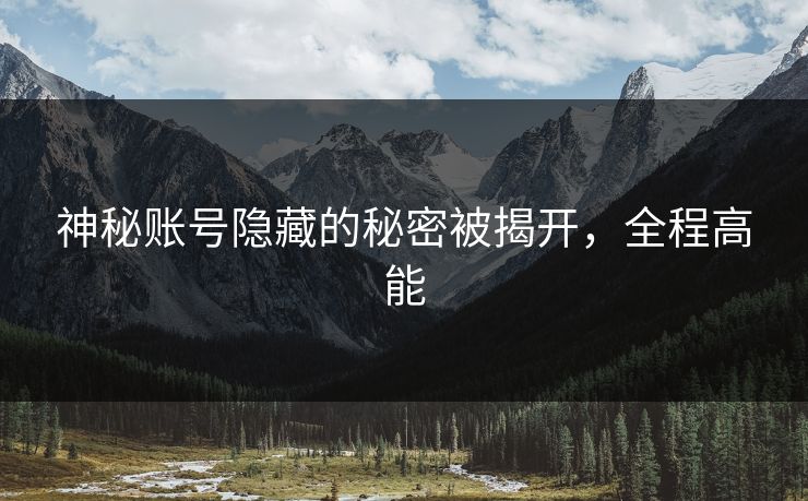 神秘账号隐藏的秘密被揭开，全程高能